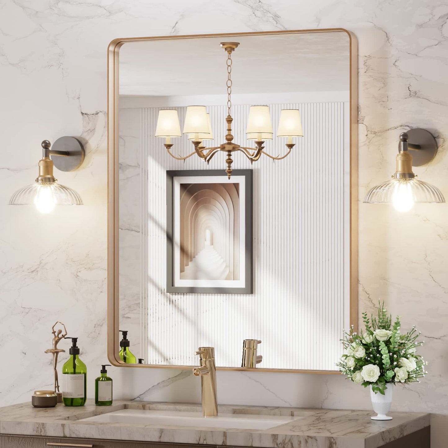 LOAAO 22X30 Inch Black Bathroom Mirror Metal Framed