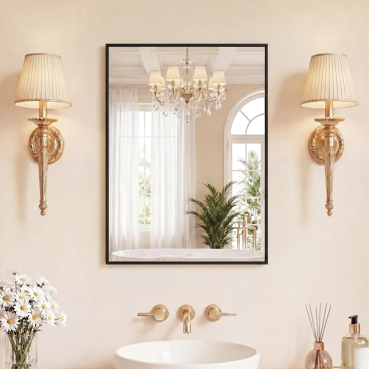 Sweetcrispy 20"x30" Arched Gold Bathroom Mirrors for Wall