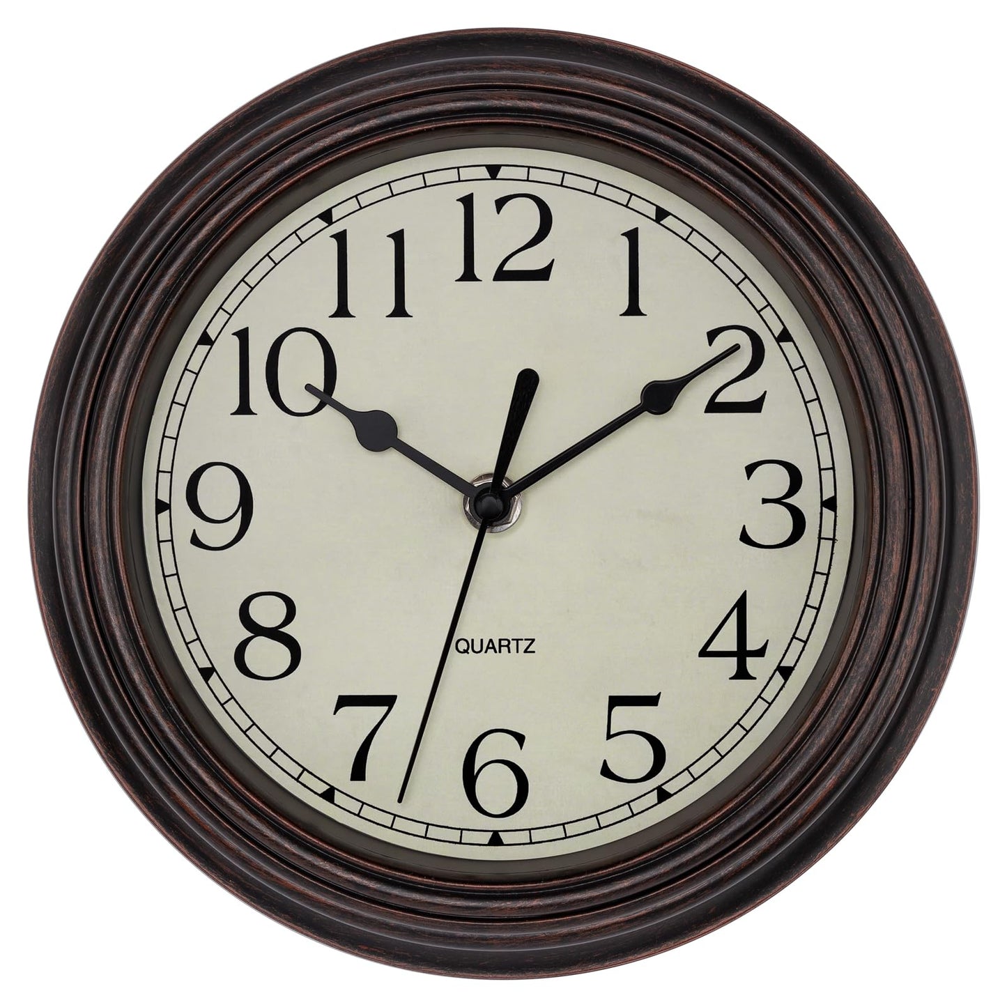 Foxtop Retro Silent Non-Ticking Round Classic Clock Quartz Decorative Battery Operated Wall Clock for Living Room Kitchen Home Office 12 Inch (Bronze)