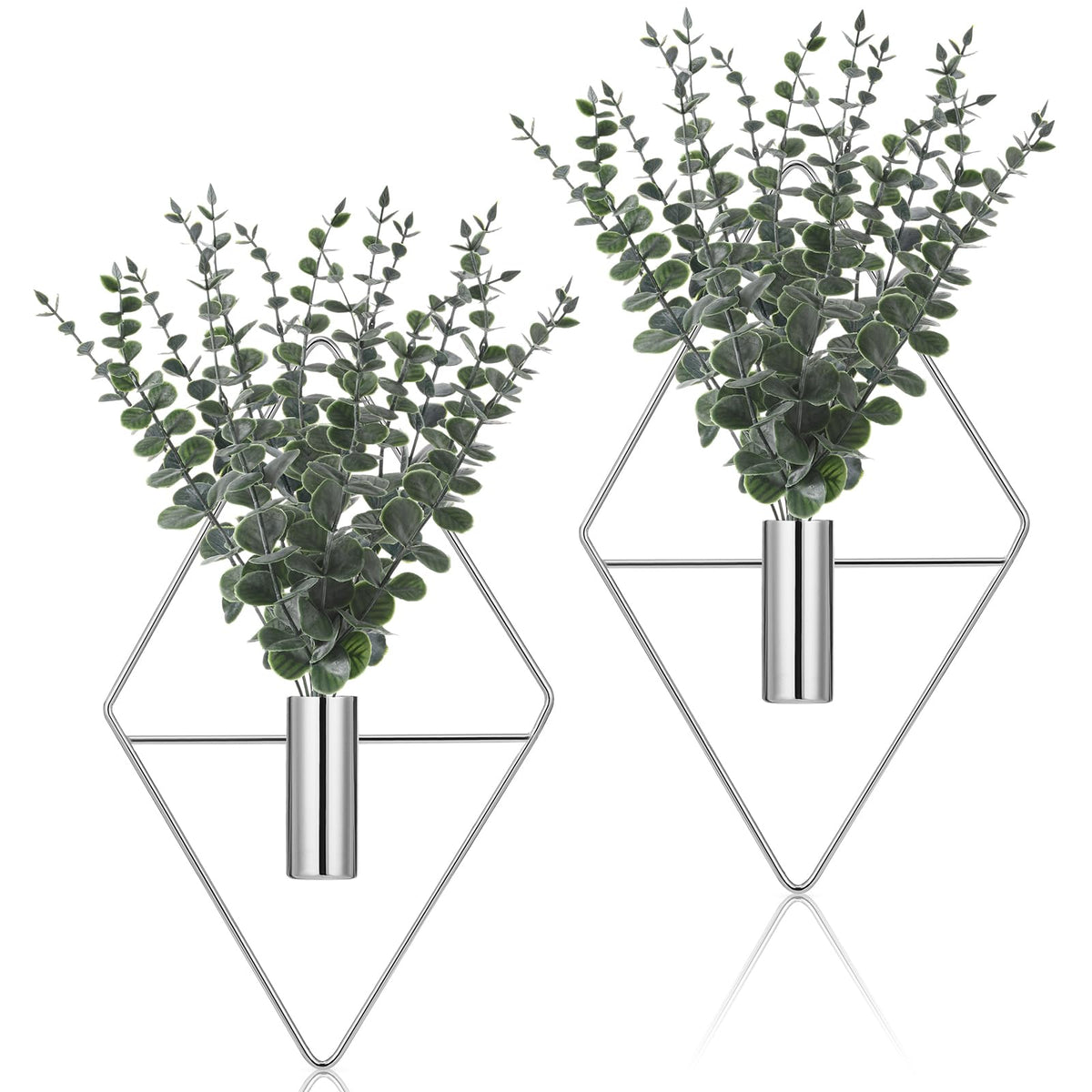Jexine 4 Pcs Hanging Artificial Planters Wall Decor, Black, Eucalyptus