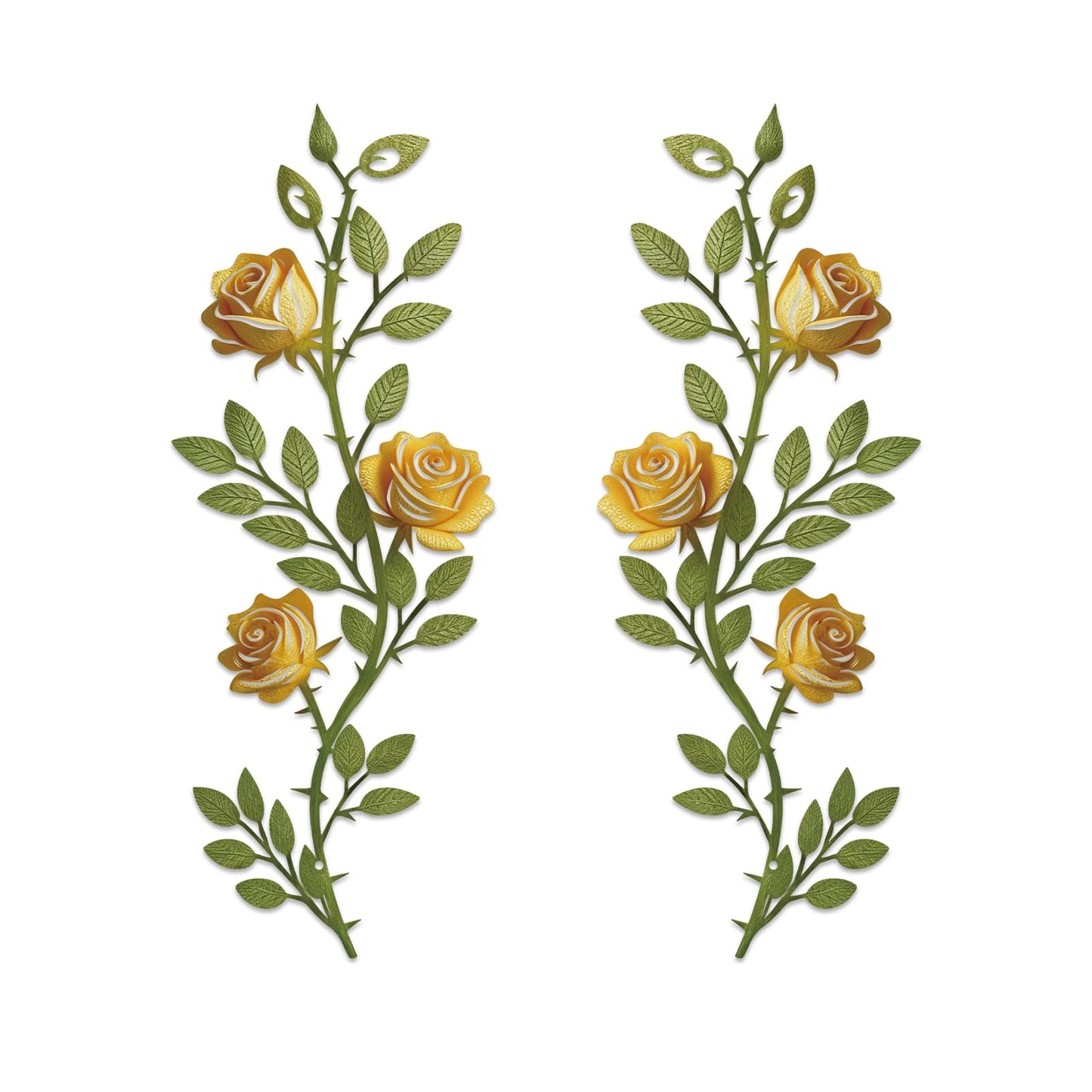 DUOOLN 2 Pcs Metal Rose Tree Leaf Wall Decor, Long Iron Scroll Vine Wall Art Above, Rustic Hanging Sign Flowers Sculpture, For Above Door Living Room Office Indoor And Outdoor Decoration - Black