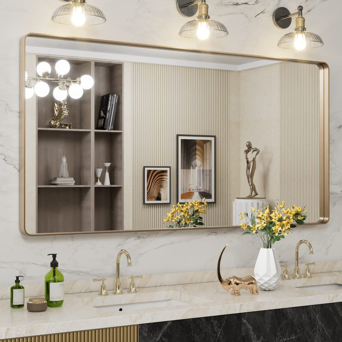 LOAAO 22X30 Inch Black Bathroom Mirror Metal Framed