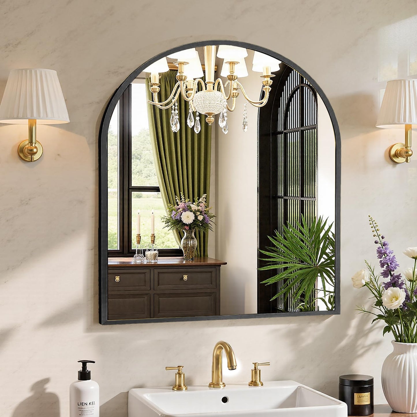 Sweetcrispy 20"x30" Arched Gold Bathroom Mirrors for Wall