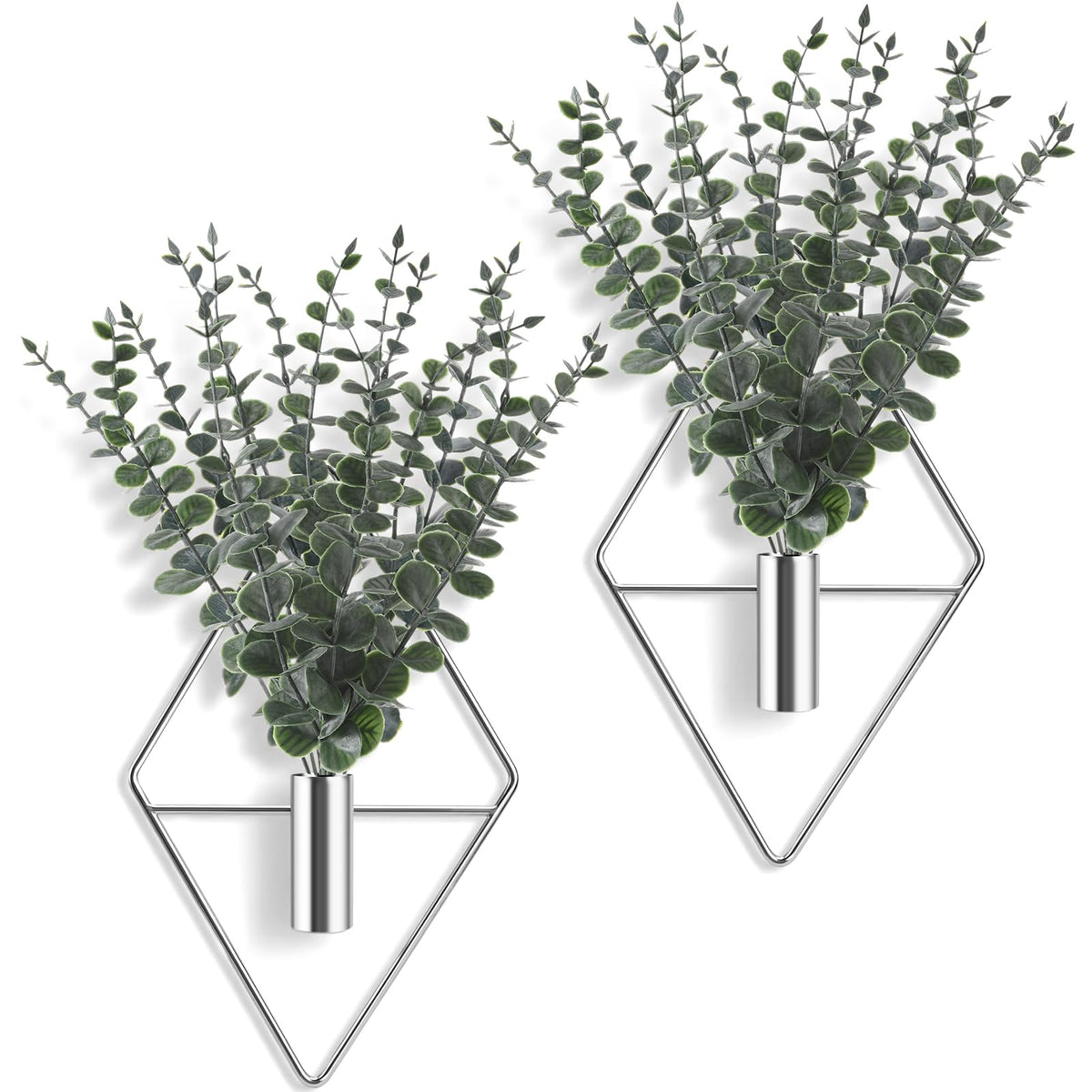 Jexine 4 Pcs Hanging Artificial Planters Wall Decor, Black, Eucalyptus