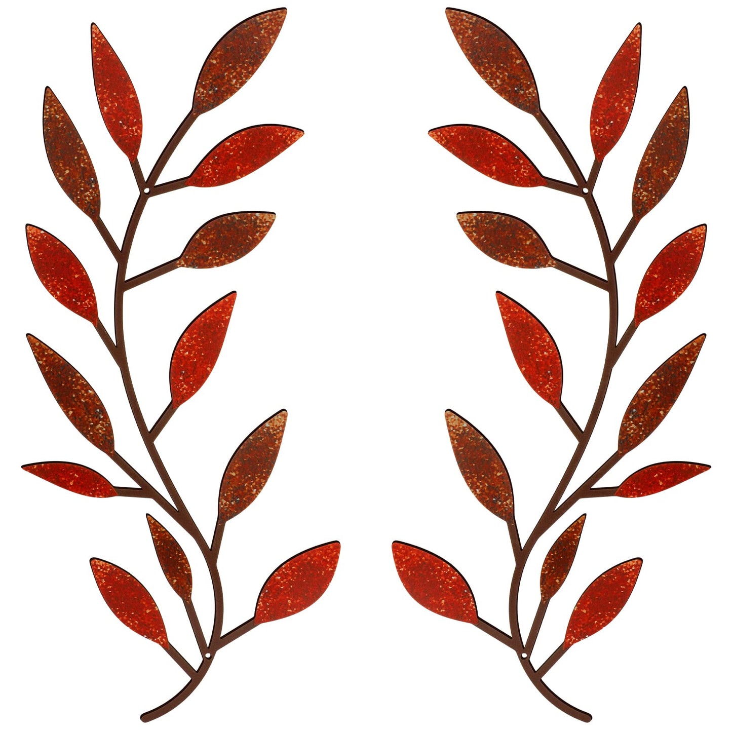 Zhengmy 2 Pcs Metal Leaf Wall Art Vine Branch Decor,Lively Colors