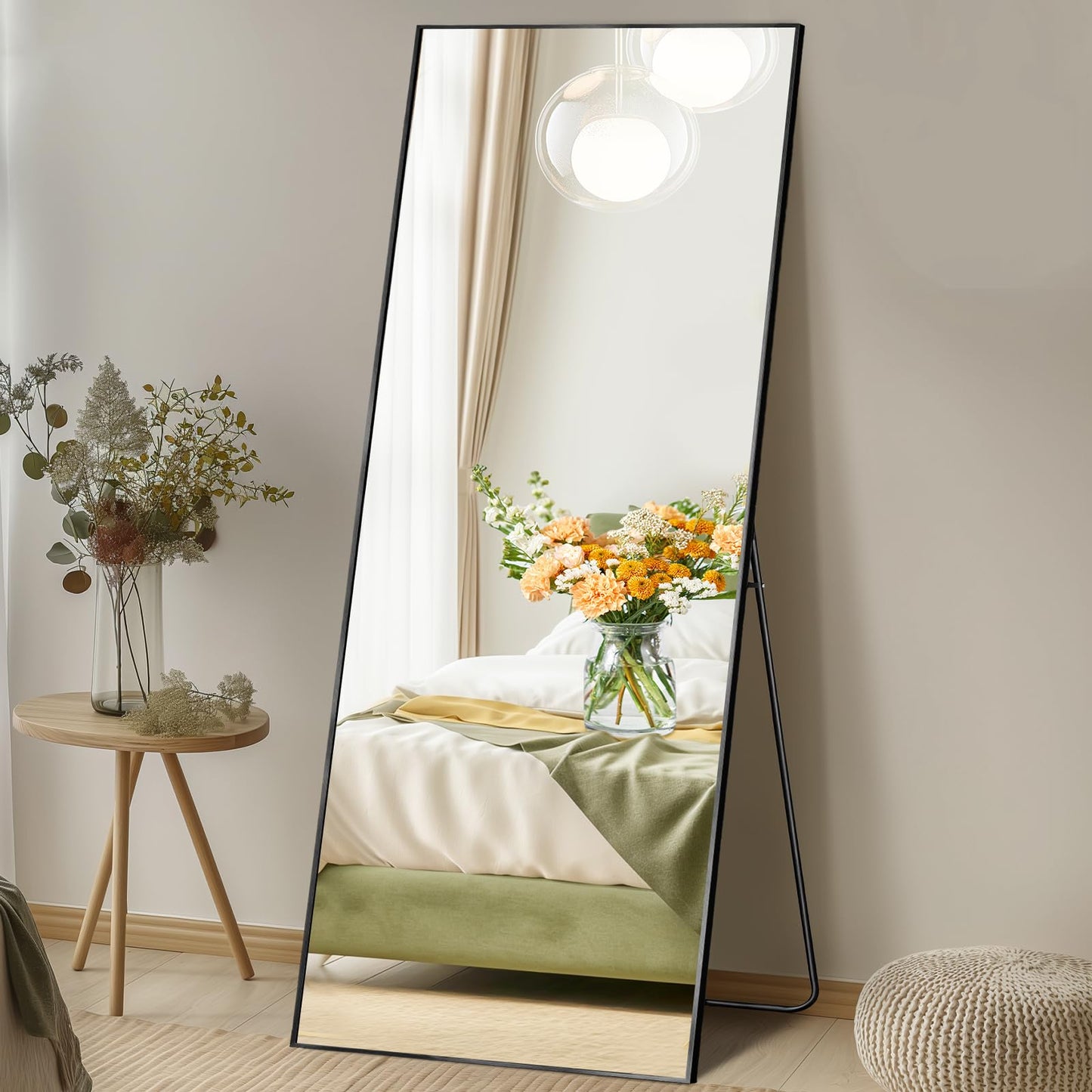 Mirror Full Length, Upgraded 16"x59" Body Wall Mirrors with Shatter-Proof Glass, Floor Standing, Hanging or Leaning, Tall Mirror with Stand Aluminum Alloy Frame for Bedroom Cloakroom