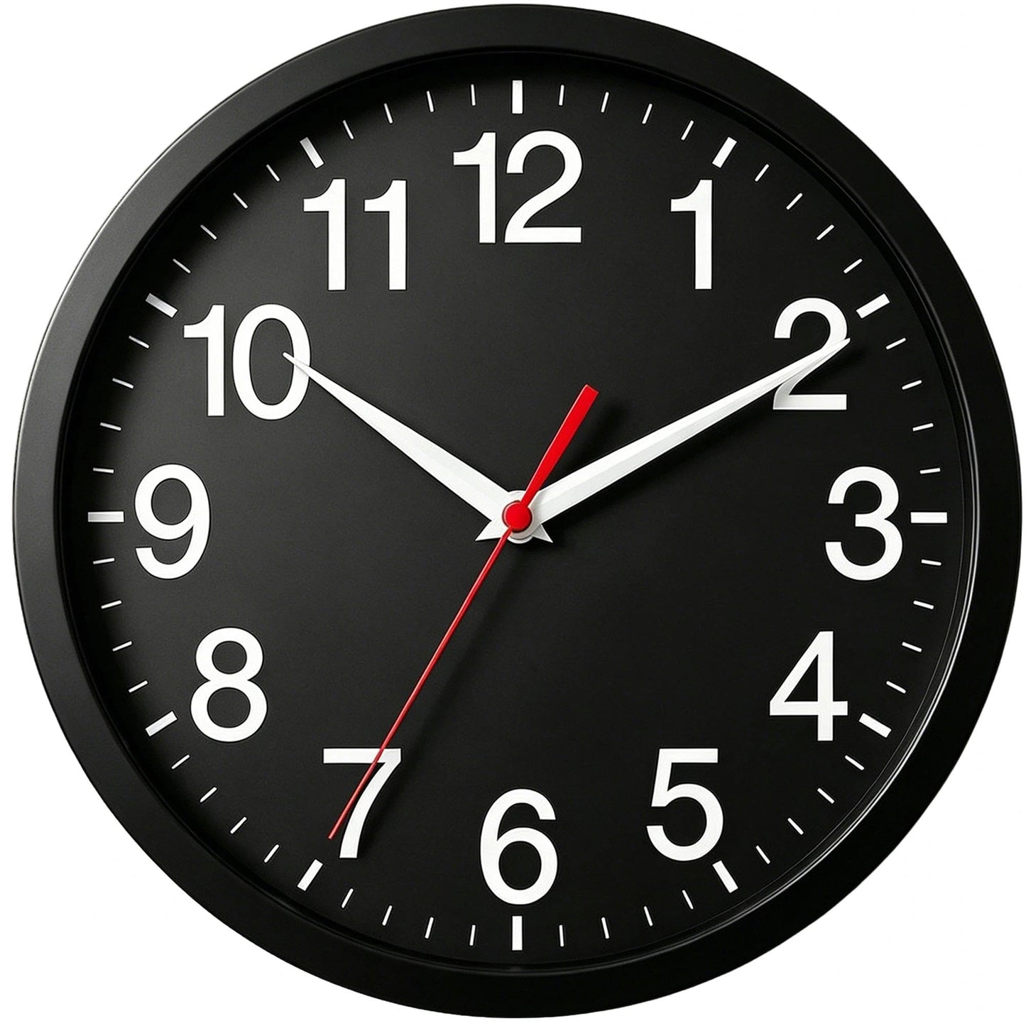 Rohioue Wall Clock Analog 10 Inch Black Battery Operated Silent Clock
