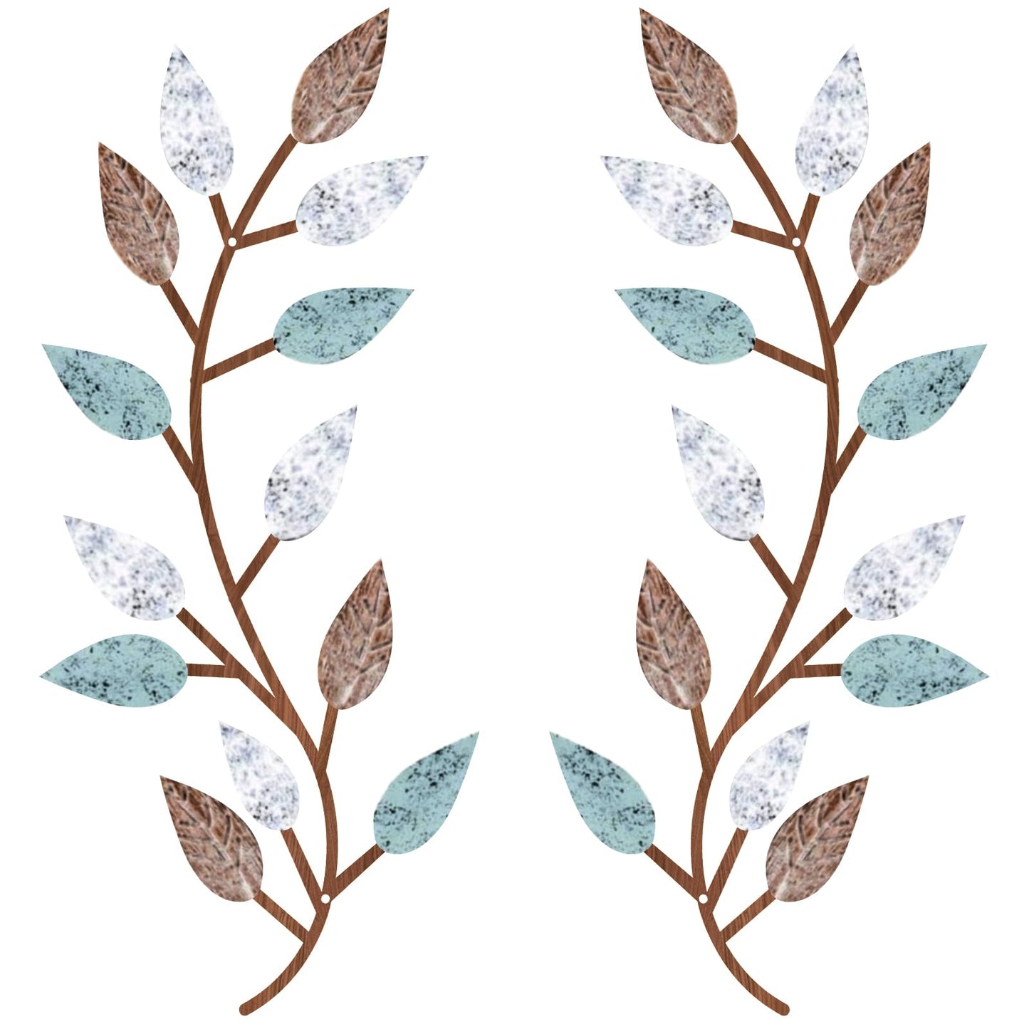 Zhengmy 2 Pcs Metal Leaf Wall Art Vine Branch Decor,Bright Colors