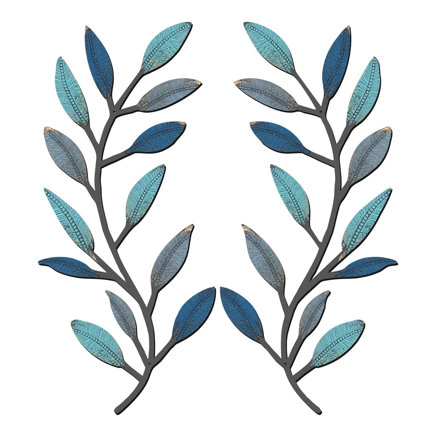 Zhengmy 2 Pcs Metal Leaf Wall Art Vine Branch Decor,Bright Colors