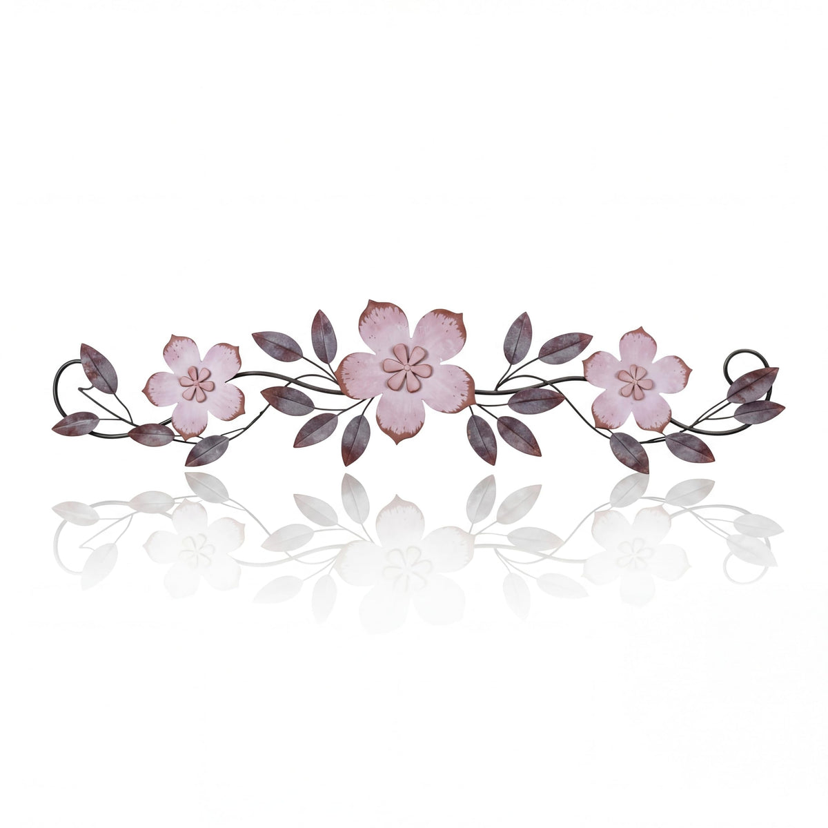 Wesiti Metal Flower Wall Decor Wrought Iron Scroll 15.7x3.7,Blue