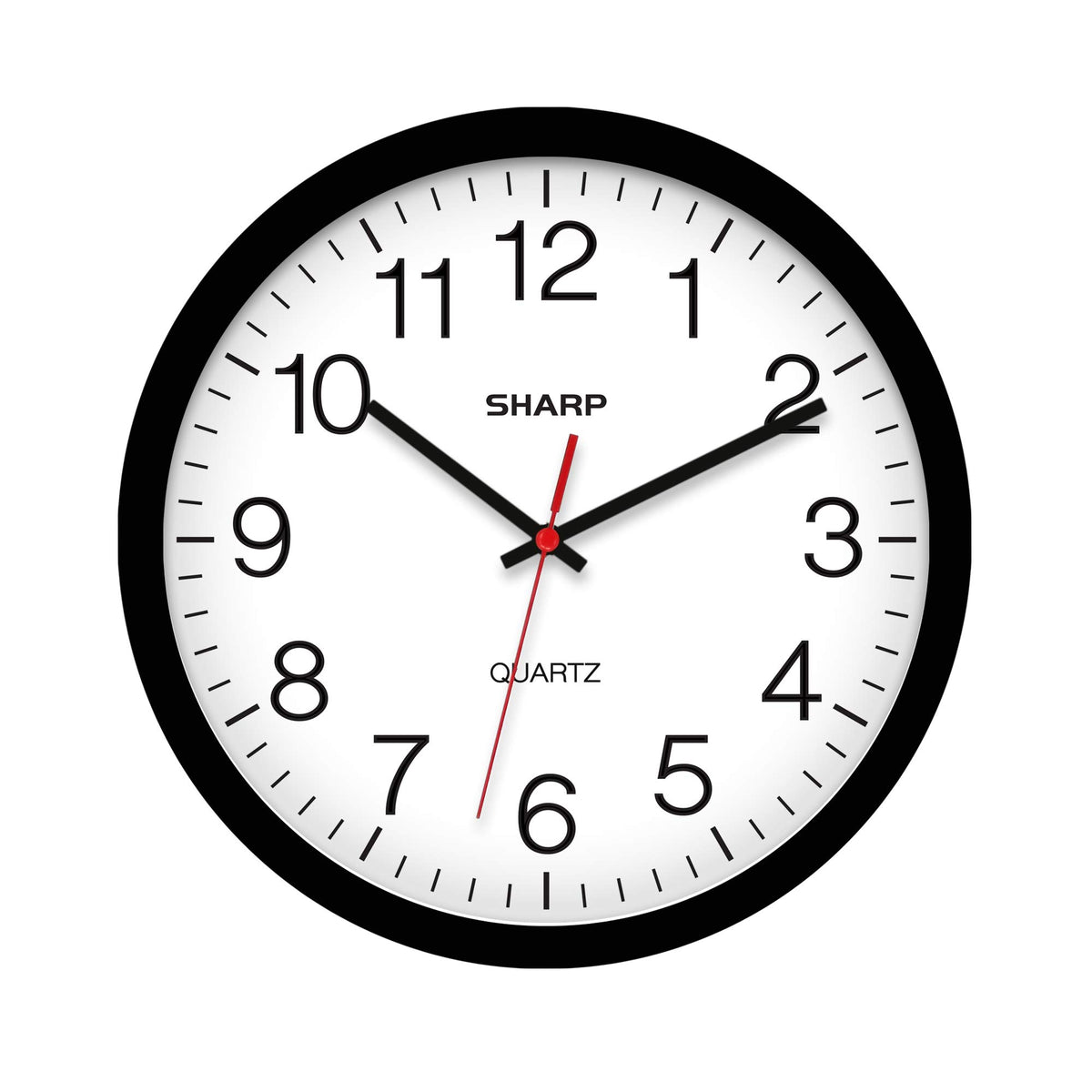 Sharp 14-Inch Battery Wall Clock, Silent Non-Ticking, Easy-Read, Black