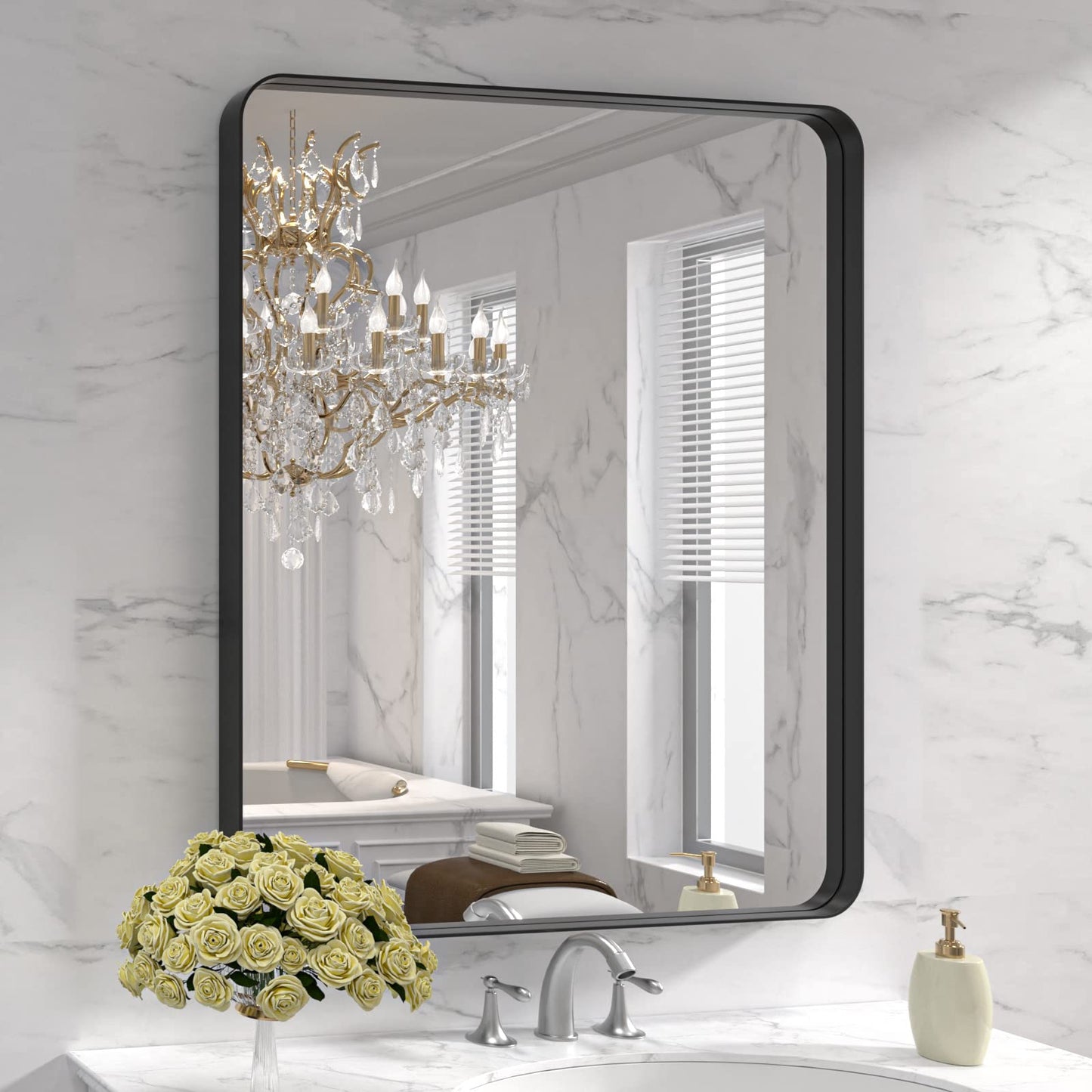 LOAAO 22X30 Inch Black Bathroom Mirror Metal Framed