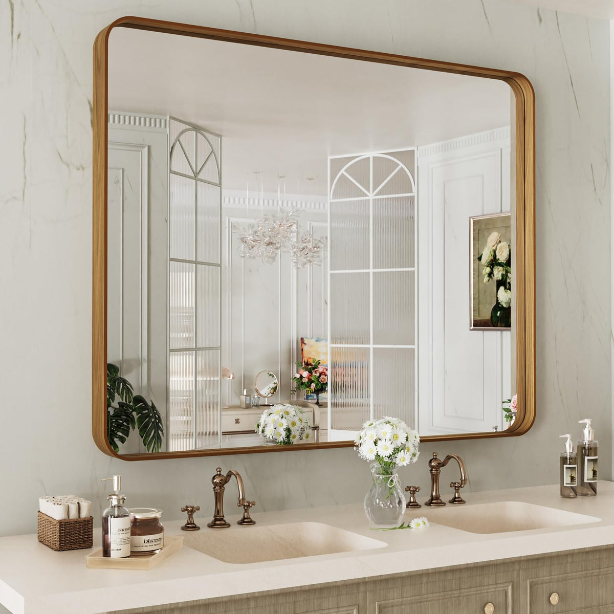 LOAAO 22X30 Inch Black Bathroom Mirror Metal Framed