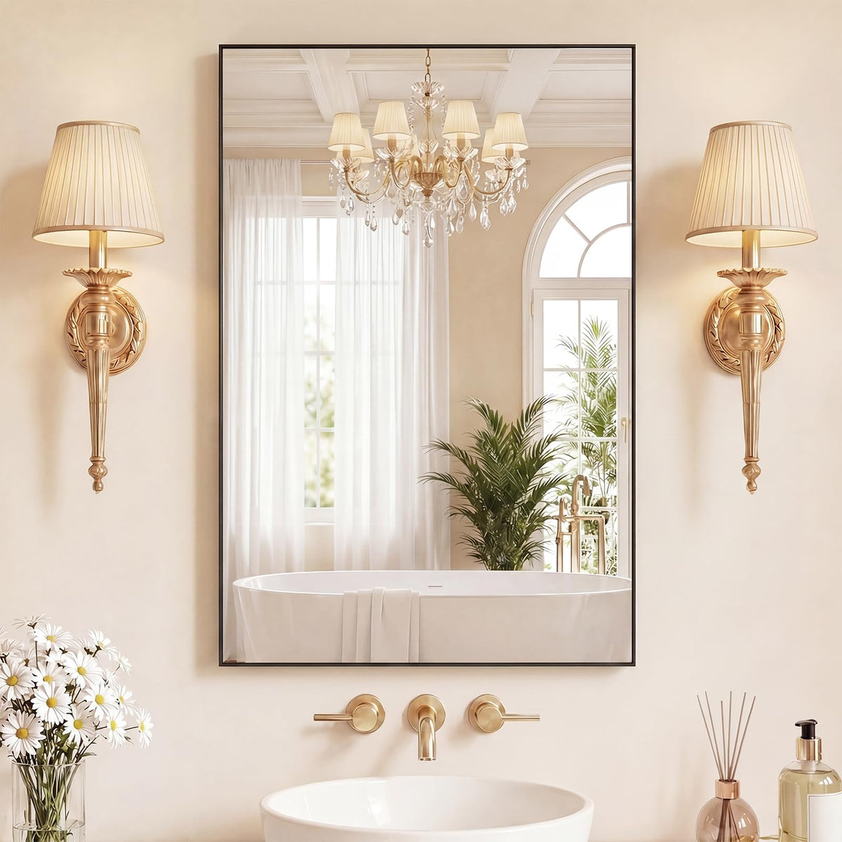 Sweetcrispy 20"x30" Arched Gold Bathroom Mirrors for Wall
