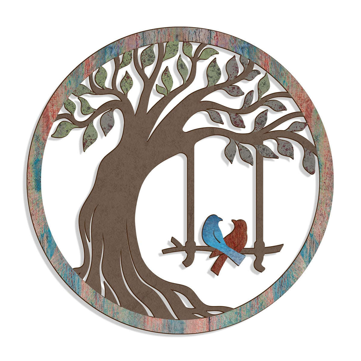 Oubasa Wooden Wall Plaque Tree of Life Birds, 12 Inch, Brown