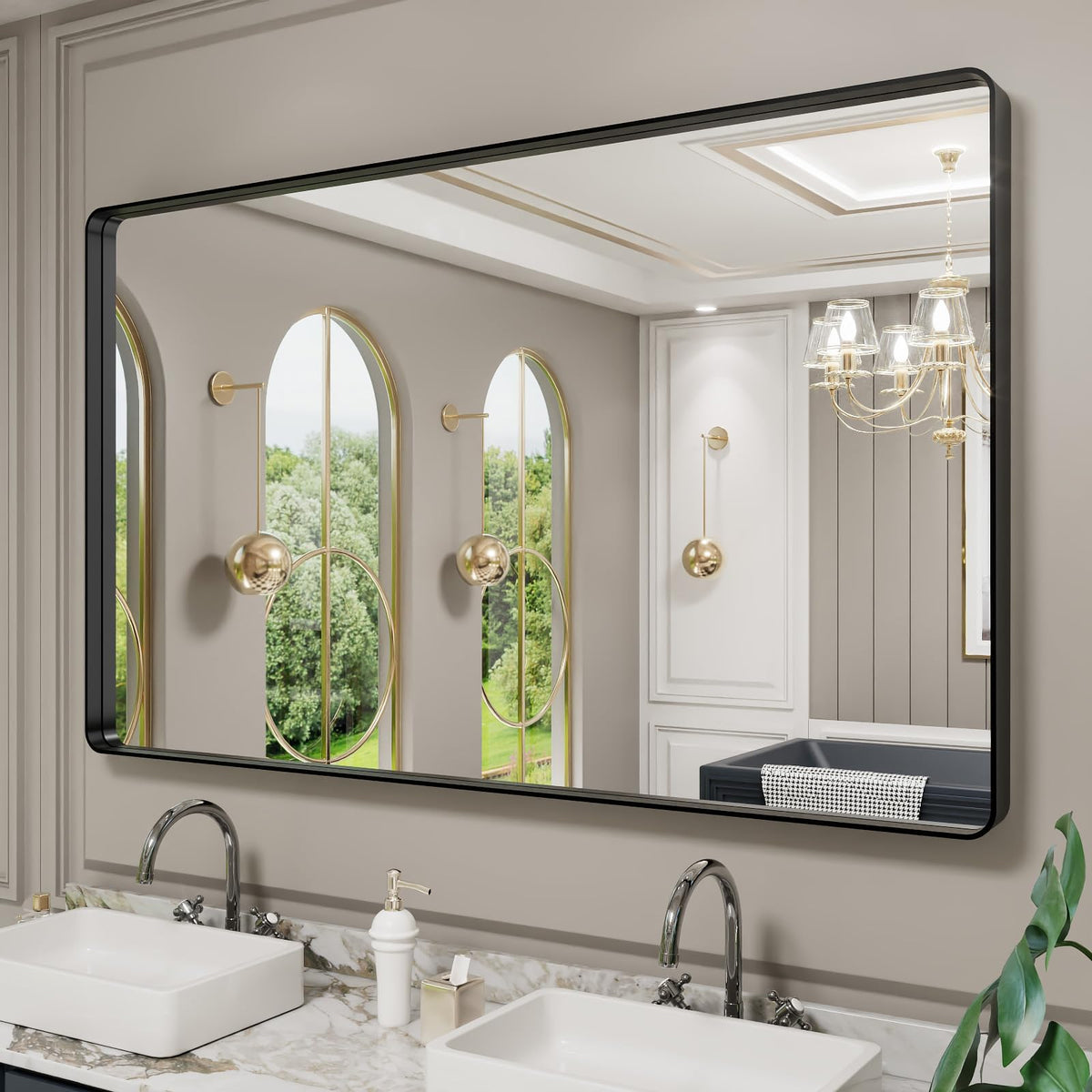 LOAAO 22X30 Inch Black Bathroom Mirror Metal Framed