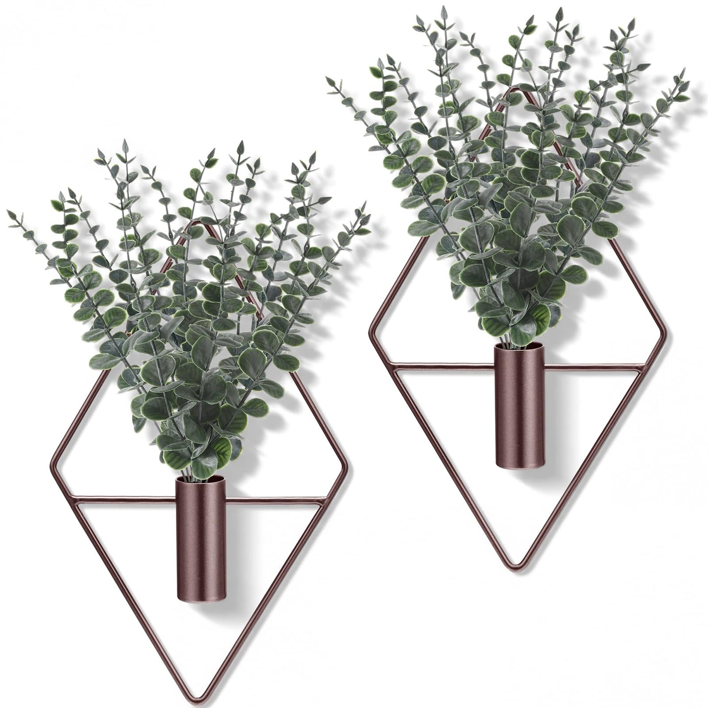 Jexine 4 Pcs Hanging Artificial Planters Wall Decor, Black, Eucalyptus