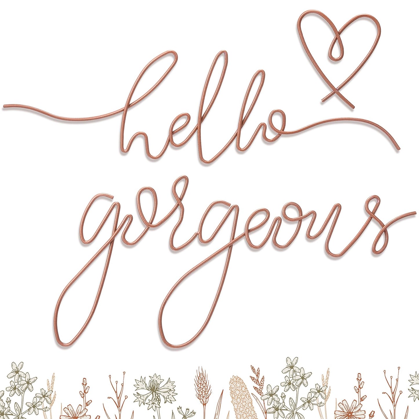 Hicarer Metal Hello Gorgeous Wall Art Minimalist Wall Decor,Gold,Classic