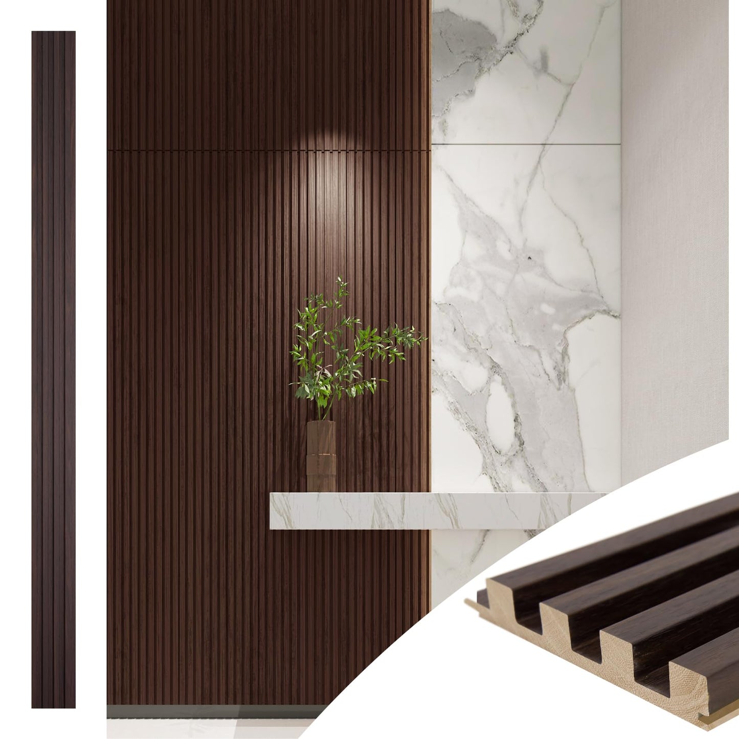 Art3d 108 x 5.7 Inch Slat Solid Wood Wall Paneling for Interior Decor, Oak