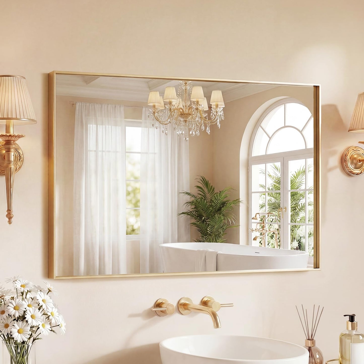 Sweetcrispy 20"x30" Arched Gold Bathroom Mirrors for Wall