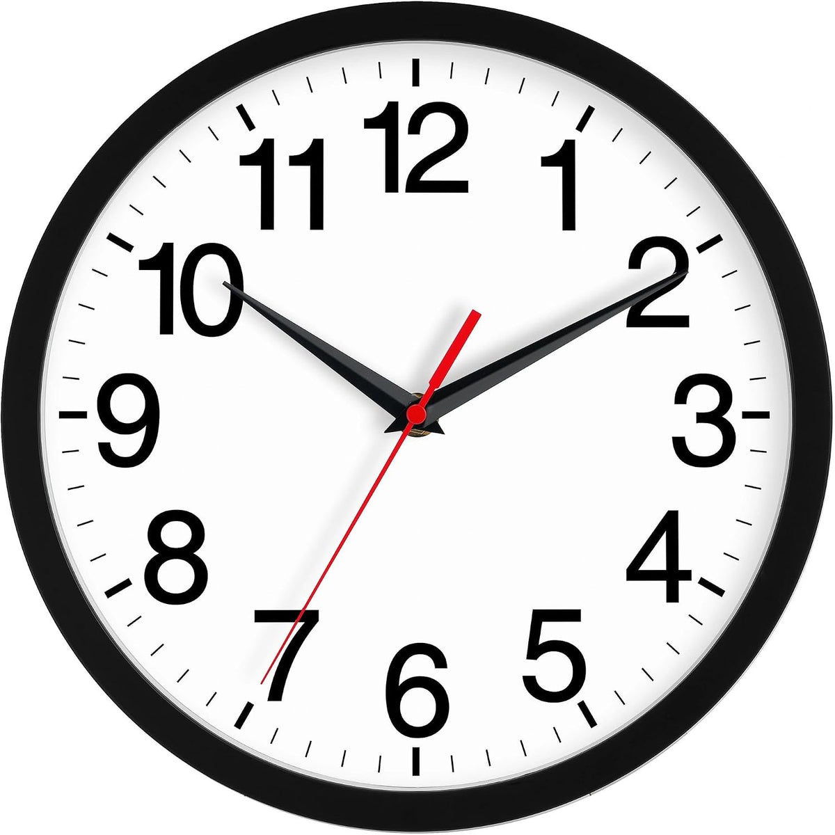 Rohioue Wall Clock Analog 10 Inch Black Battery Operated Silent Clock