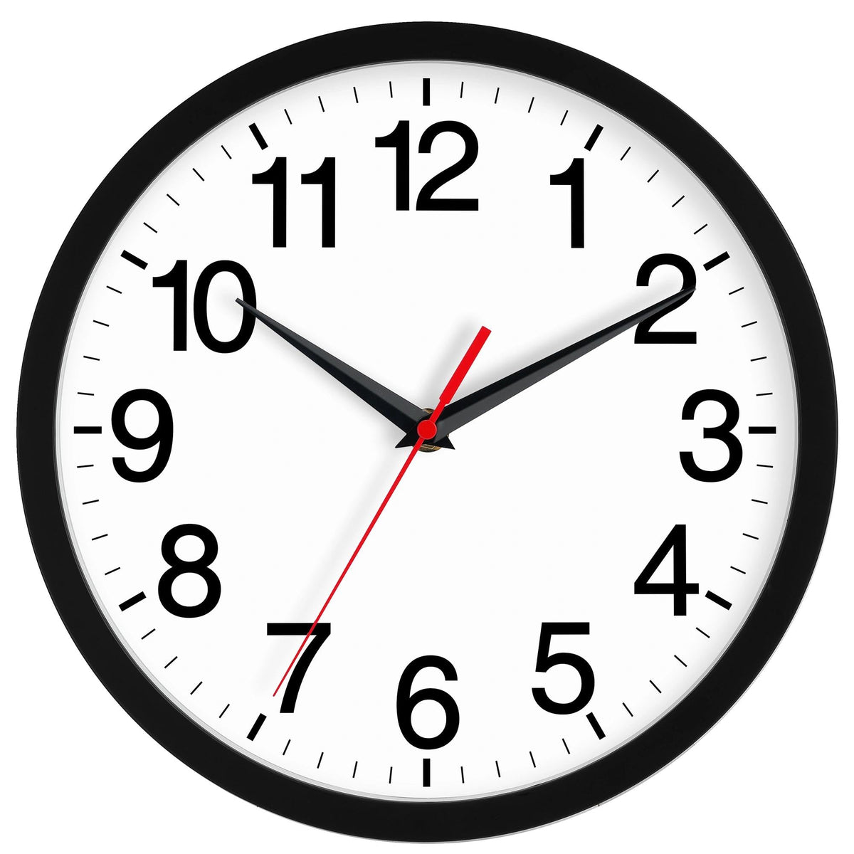 Rohioue Wall Clock Analog 10 Inch Black Battery Operated Silent Clock