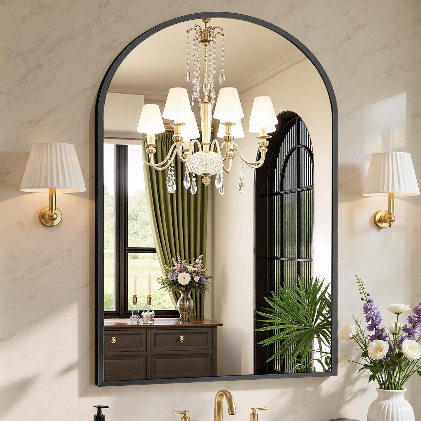 Sweetcrispy 20"x30" Arched Gold Bathroom Mirrors for Wall