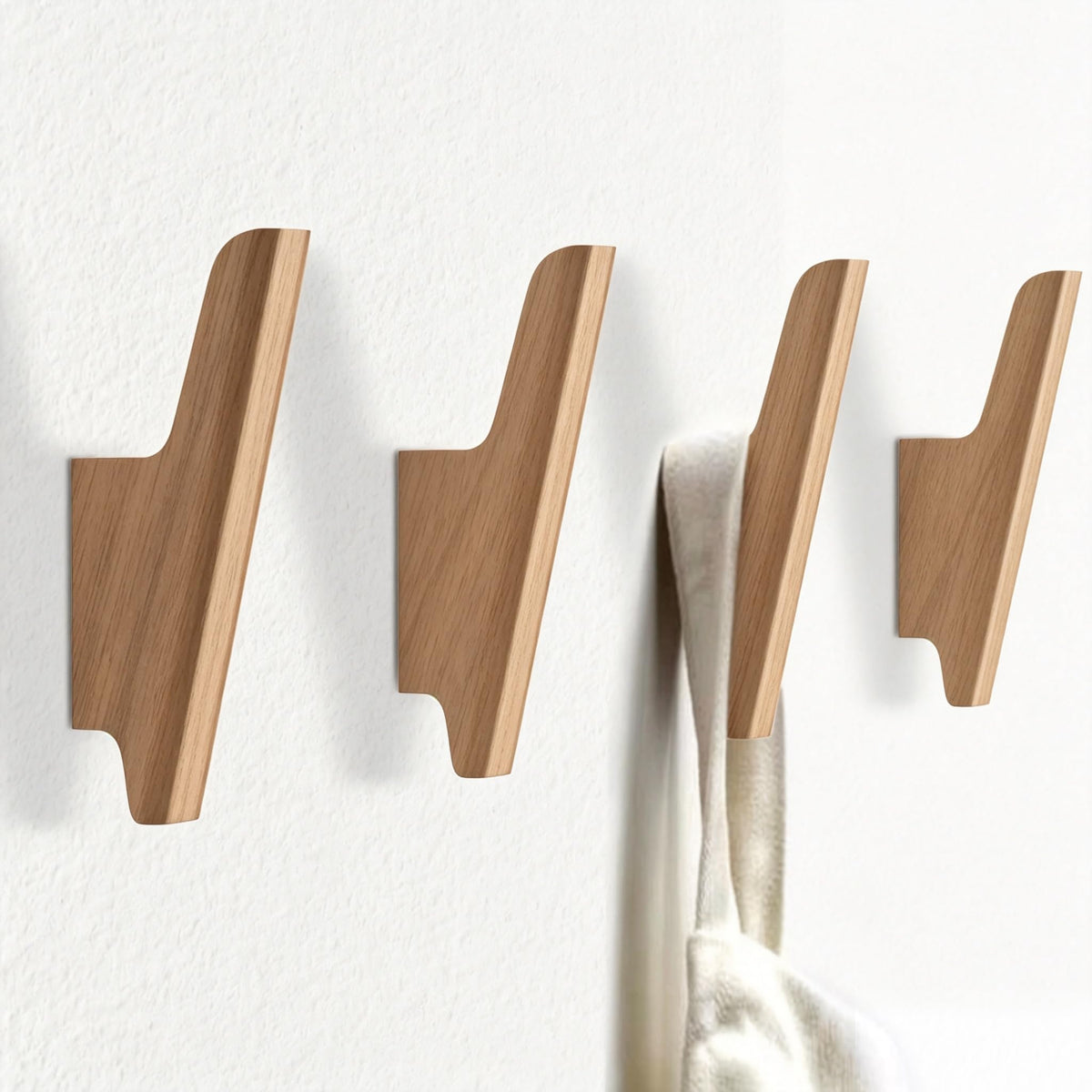 Wood Wall Hooks 4 Pack Coat Hooks Wall Mount, Towel Hooks for Bathrooms