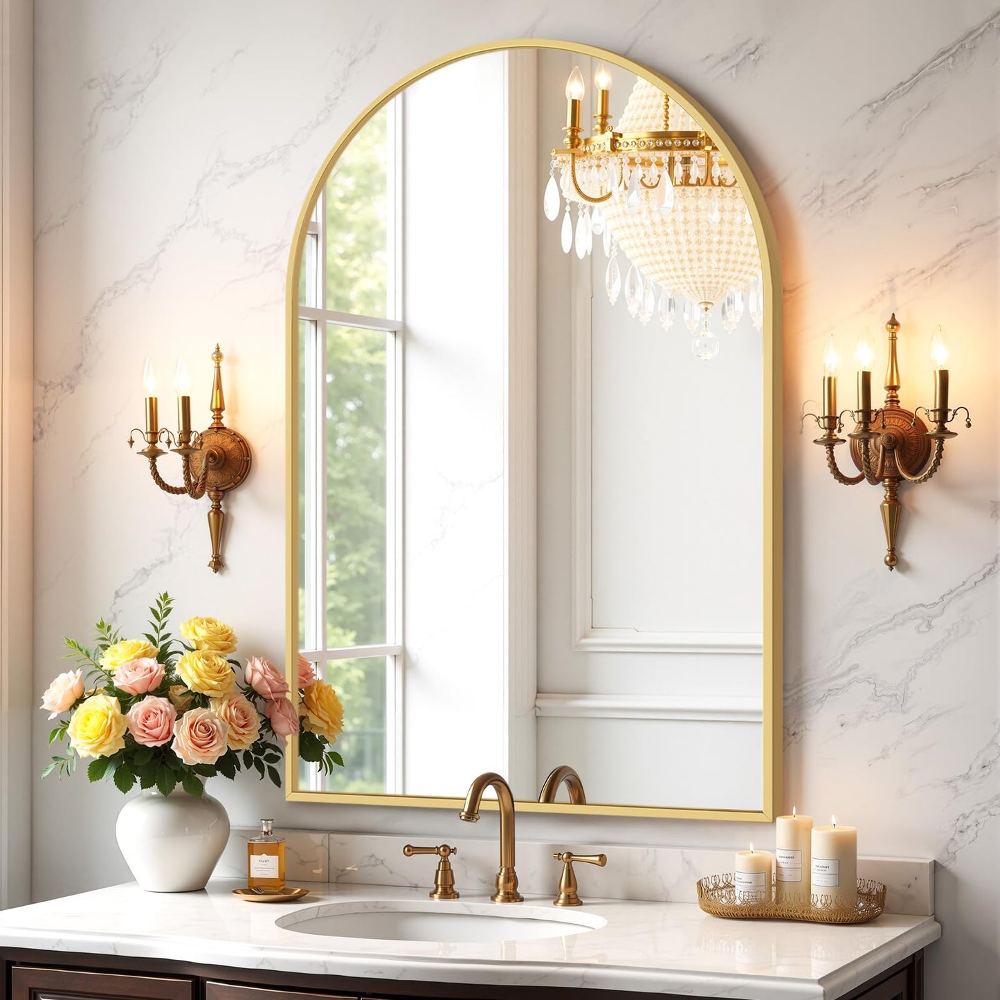 Bathroom Mirror for Wall, 24 Inch Round Mirrors