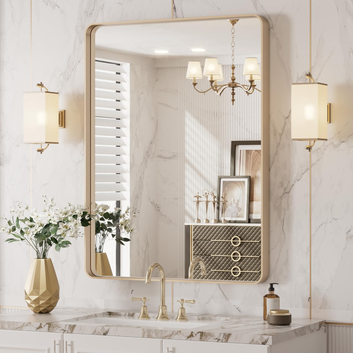 LOAAO 22X30 Inch Black Bathroom Mirror Metal Framed