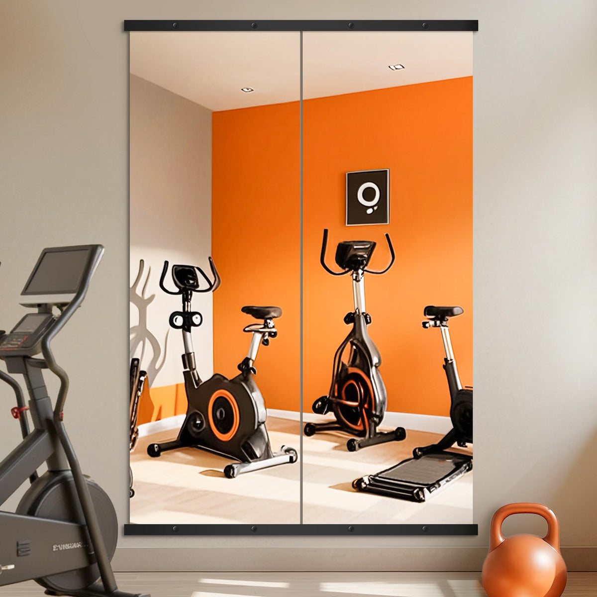 Home Gym Mirror for Wall, 56x28x2PCS Frameless Full Length Mirror, Black | HD Shatterproof Glass, Easy Wall Mount, Large Body Mirrors for Home Gym, Workout, Bedroom, Garage