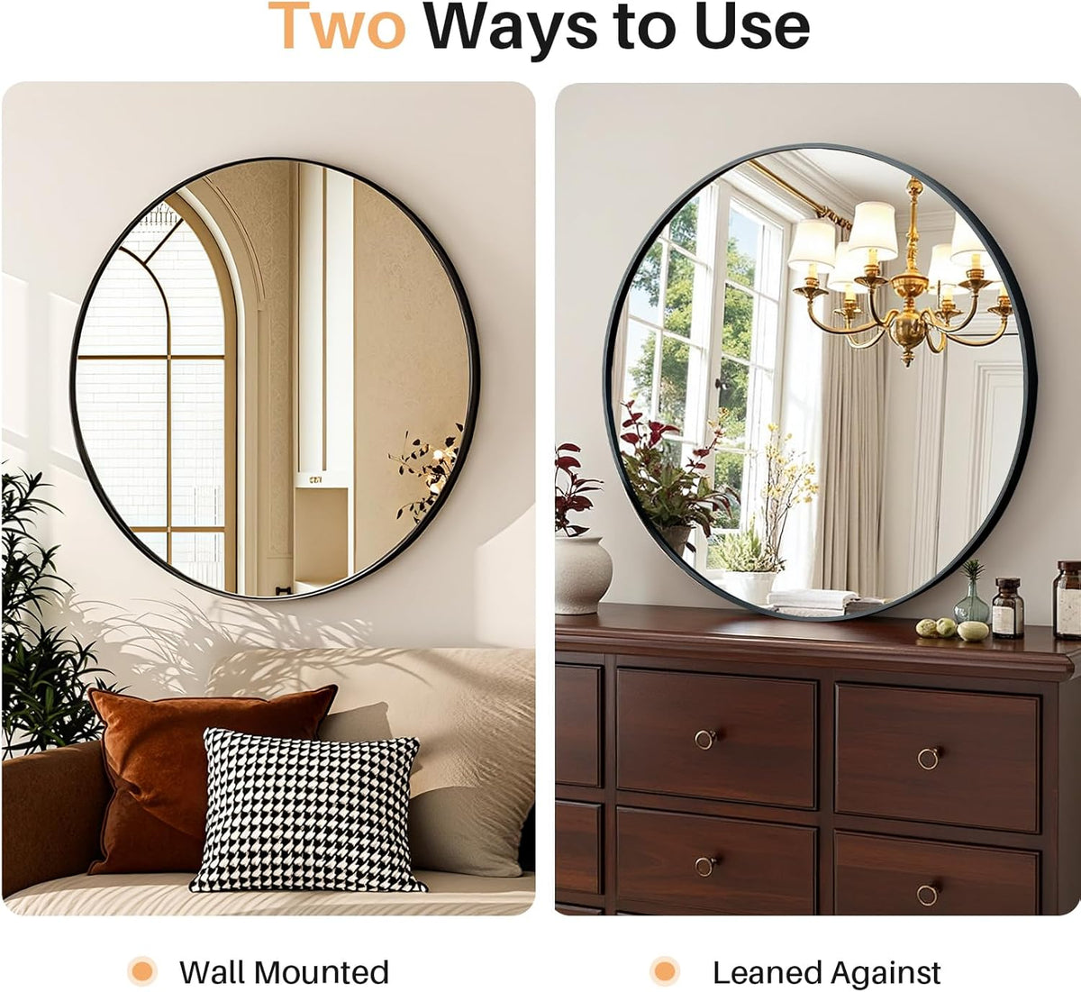 Bathroom Mirror for Wall, 24 Inch Round Mirrors