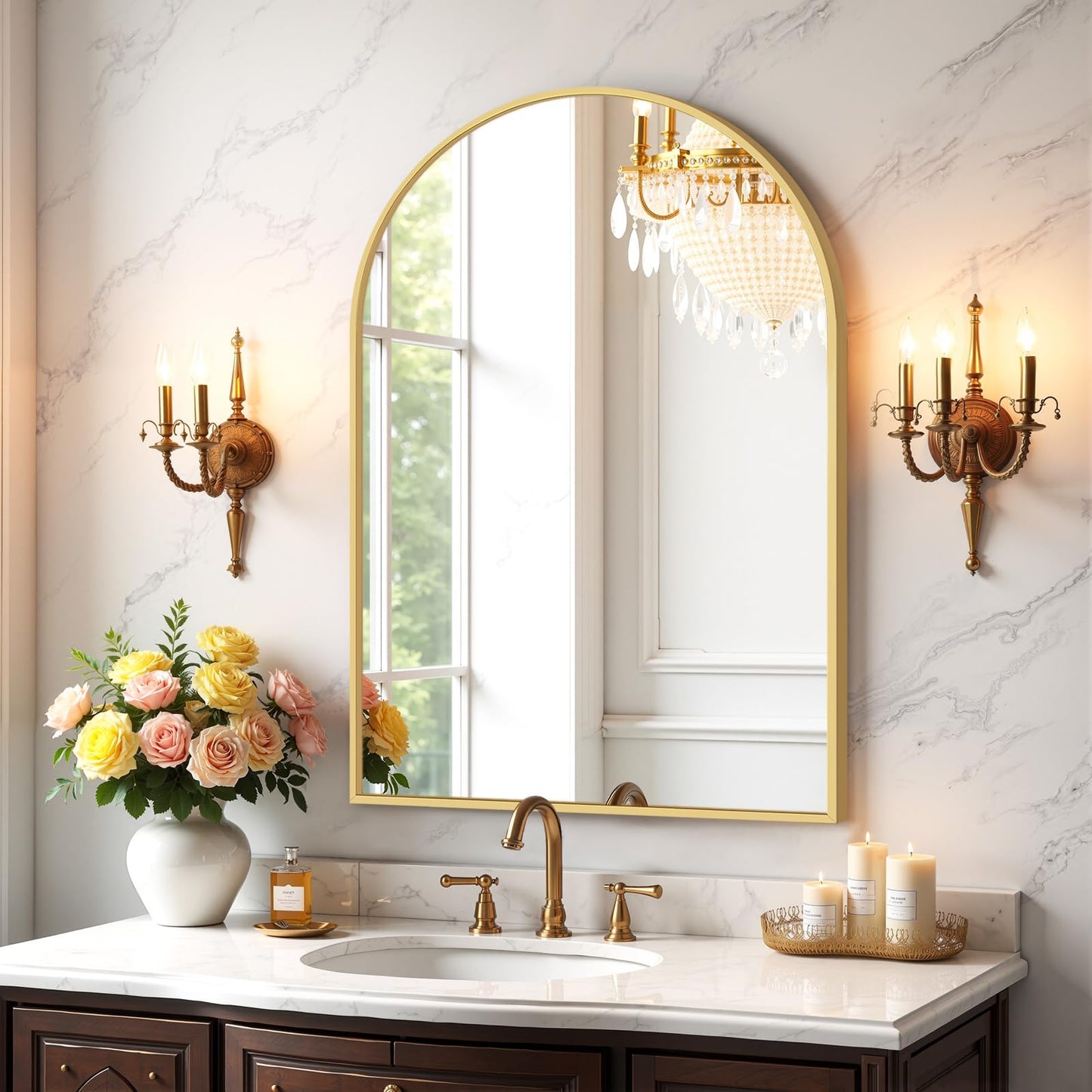 Bathroom Mirror for Wall, 24 Inch Round Mirrors
