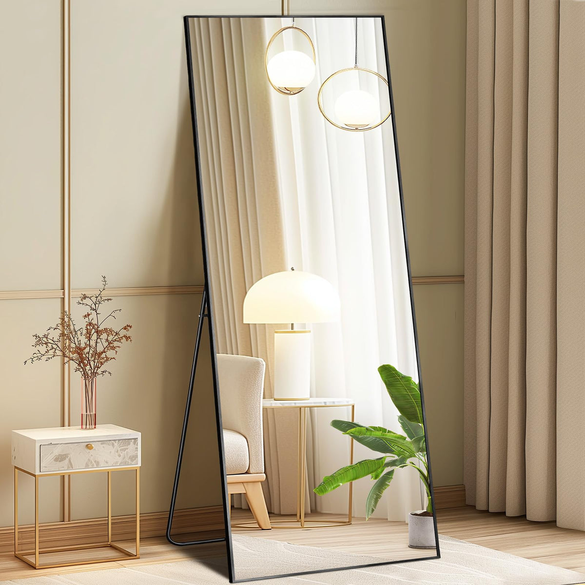 DUMOS 64"x21" Full Length Mirror with Stand, Full Body Floor Mirror
