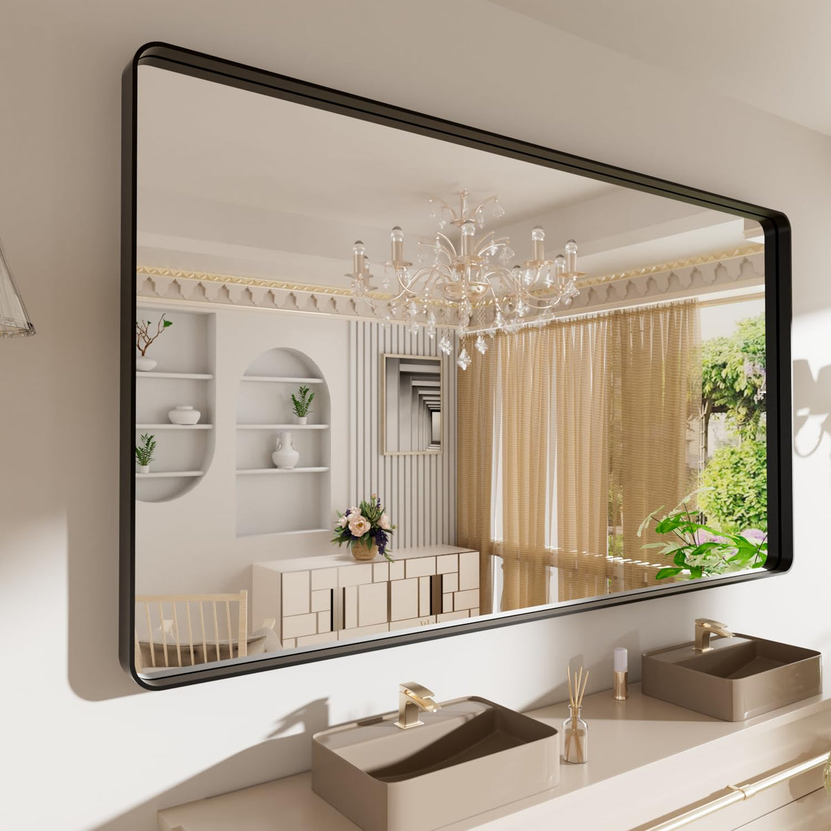 LOAAO 22X30 Inch Black Bathroom Mirror Metal Framed