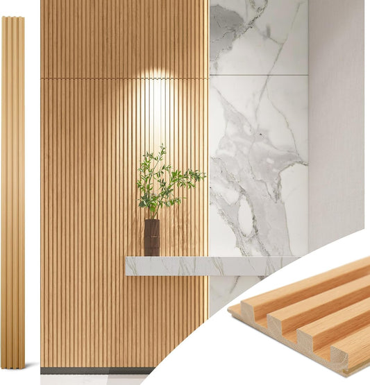 Art3d 108 x 5.7 Inch Slat Solid Wood Wall Paneling for Interior Decor, Oak