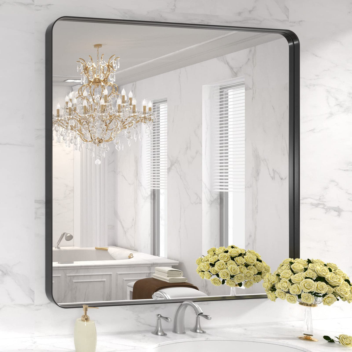 LOAAO 22X30 Inch Black Bathroom Mirror Metal Framed