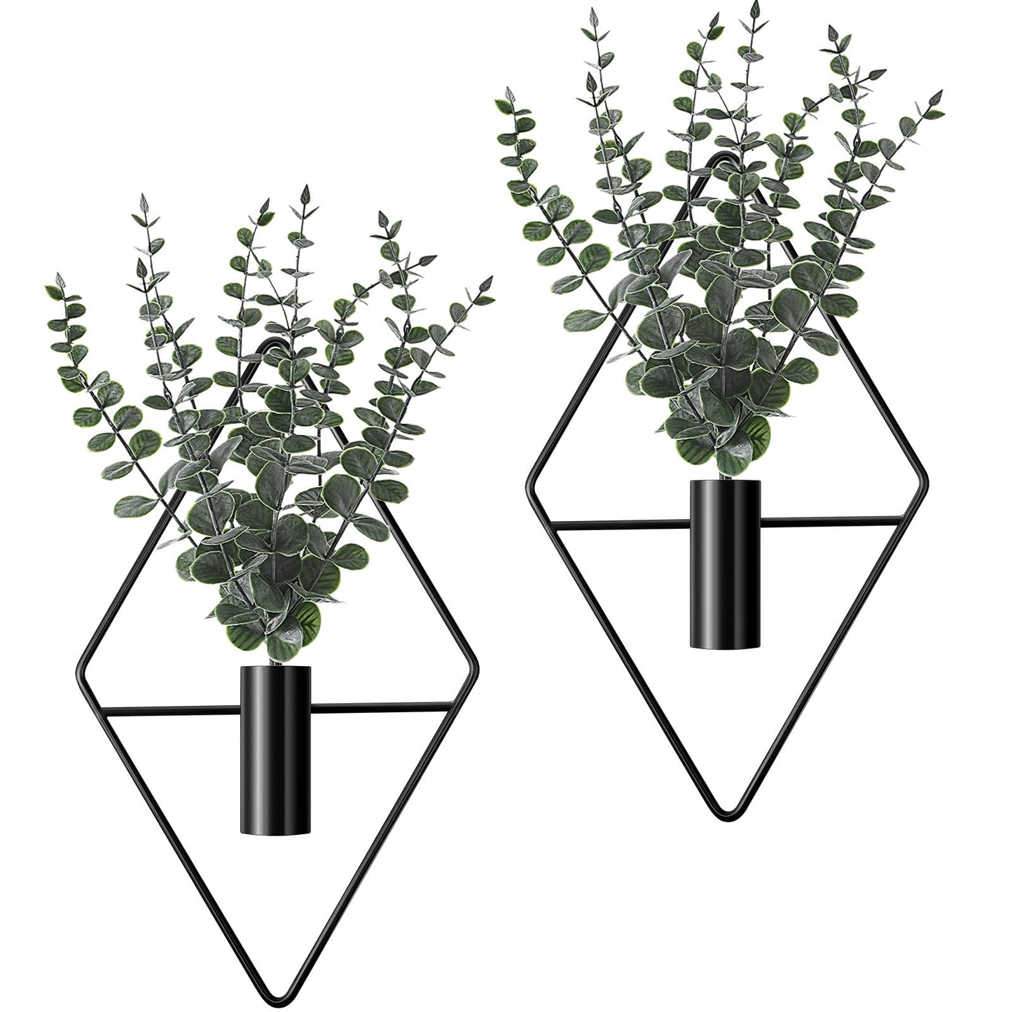 Jexine 4 Pcs Hanging Artificial Planters Wall Decor, Black, Eucalyptus