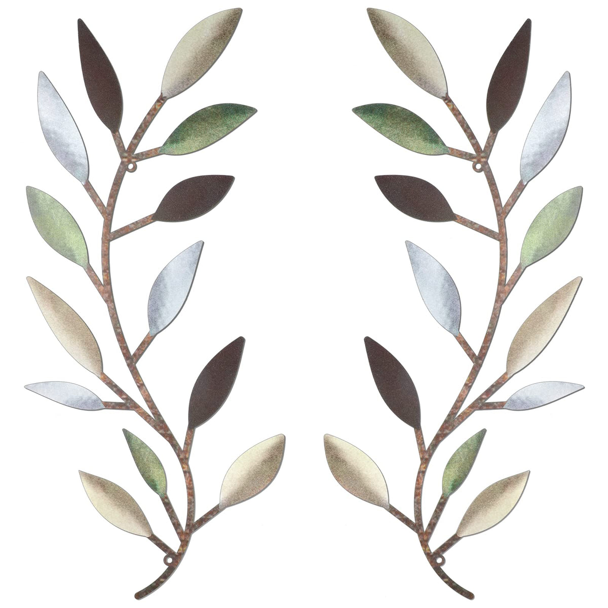 Zhengmy 2 Pcs Metal Leaf Wall Art Vine Branch Decor,Lively Colors