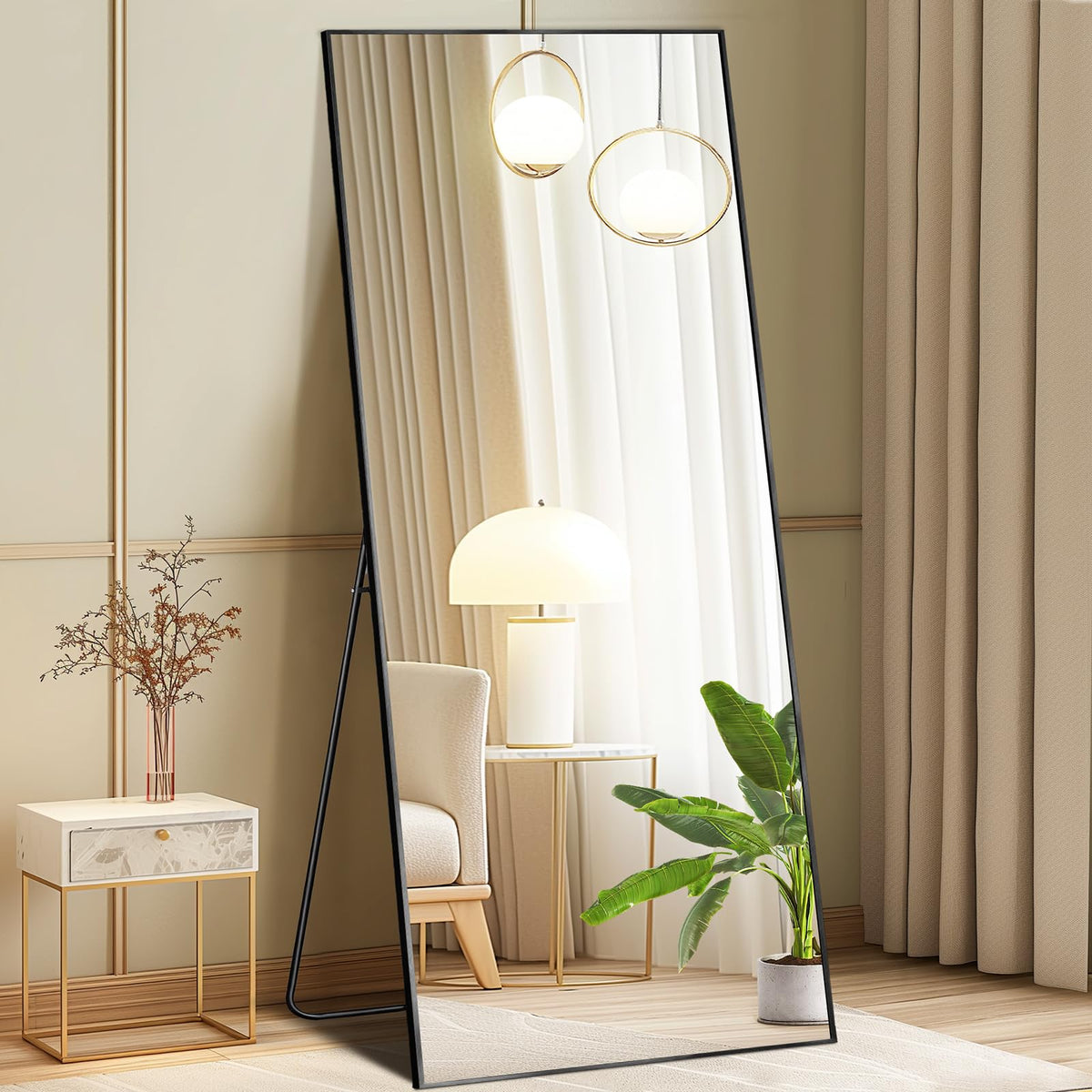 DUMOS 64"x21" Full Length Mirror with Stand, Full Body Floor Mirror