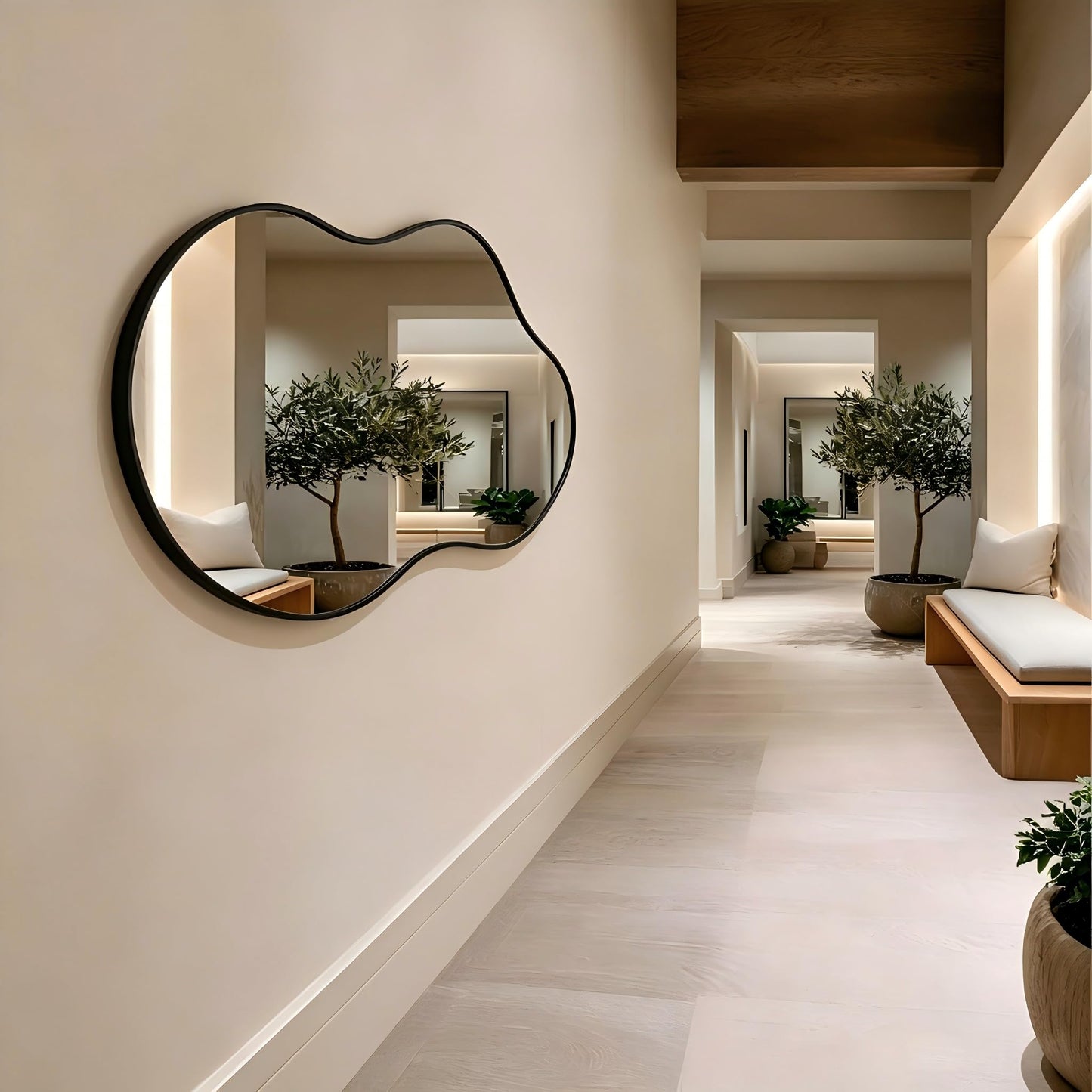 Irregular Wall Mirror 24×40 Inch Wall Mirrors Decorative Black Modern Asymmetrical Abstract Mirror for Bathroom Bedroom Living Room Entryway Hallway