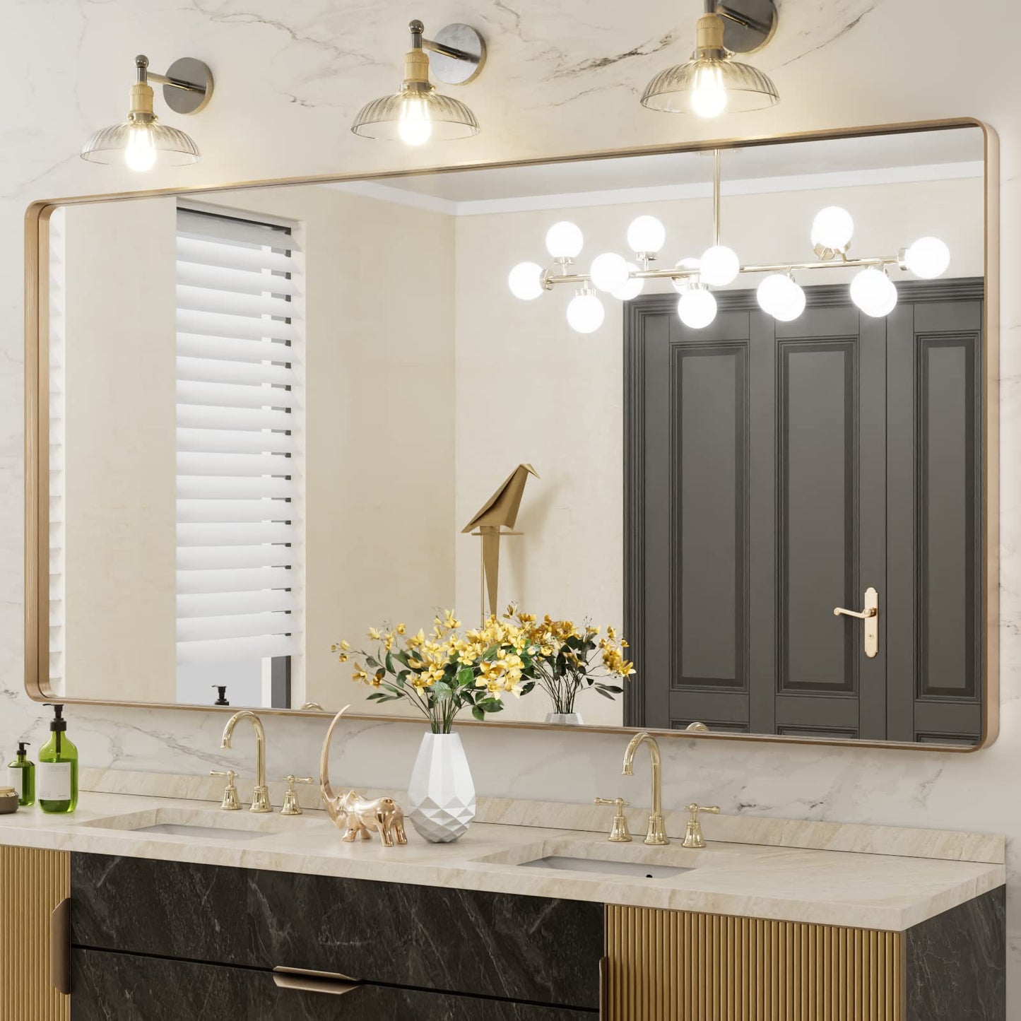 LOAAO 22X30 Inch Black Bathroom Mirror Metal Framed