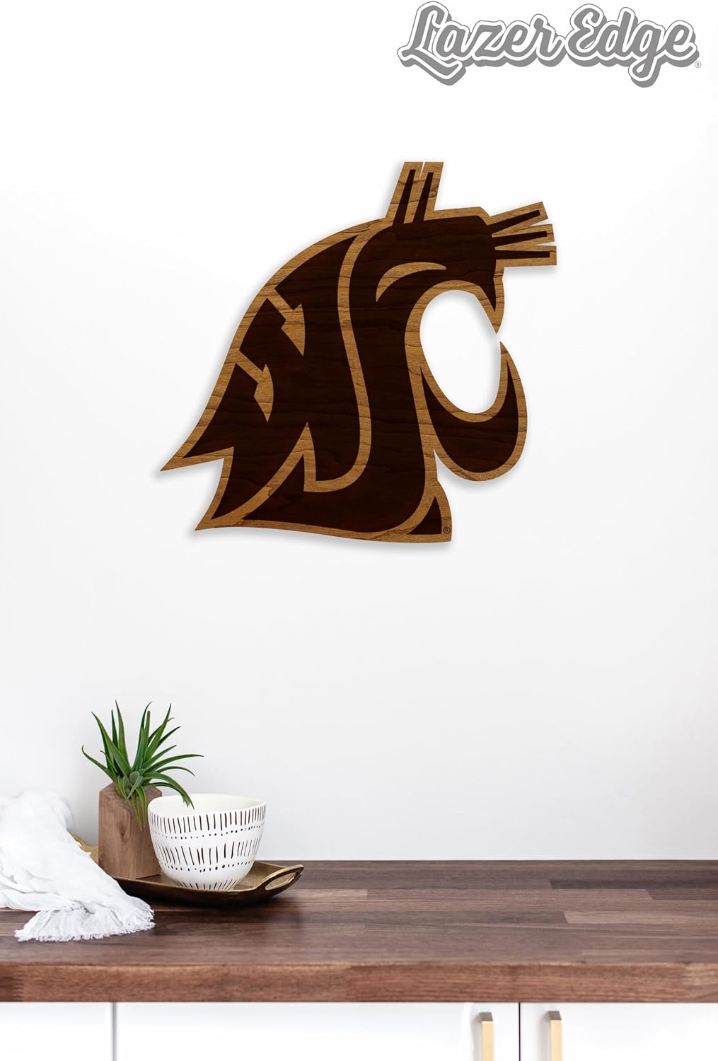LazerEdge Washington State Cougars Wooden Wall Art – Officially Licensed College Decor – Laser-Etched Hanging Sign – Cherry Wood