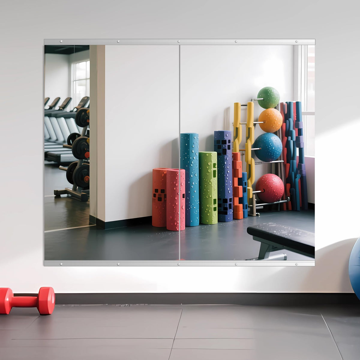 Ruomeng Home Gym Mirrors 12 Inch x 12Pcs Wall Mounted Mirror Glass Frameless Full Length Mirror Tiles for Home Gym, Bedroom, Door & Bathroom