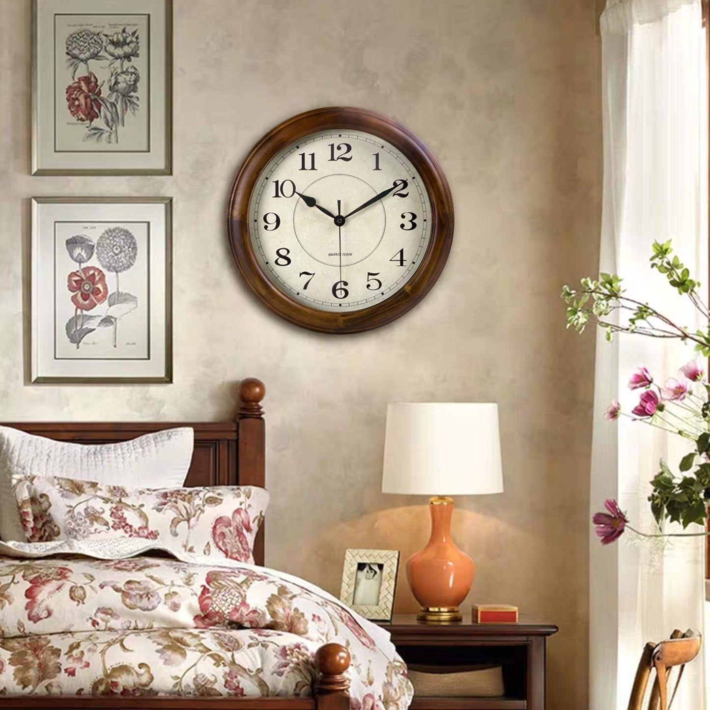Kesin Wall Clock Wood 14 Inch Silent Wall Clocks Large Decorative