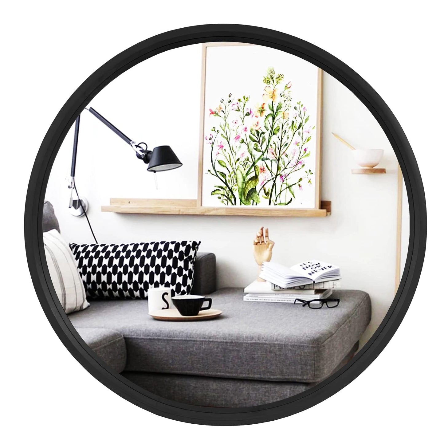 WallBeyond Round Wood Mirror 24 inch Circle Wall Mirror for Bathroom Round Wall Mirror for Wall Decor, Vanity, Entryway Living Room (Natural)