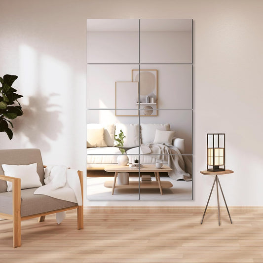 Delma Frameless Mirror Tiles 14"x12"x8 Pcs Wall Mounted