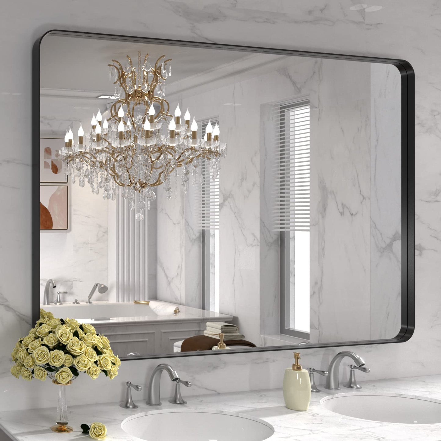 LOAAO 22X30 Inch Black Bathroom Mirror Metal Framed