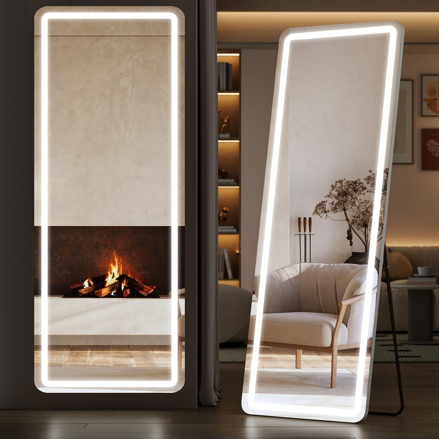 Sweetcrispy LED Full Length Floor Mirror, 65"x21" Lighted Full Body Mirror