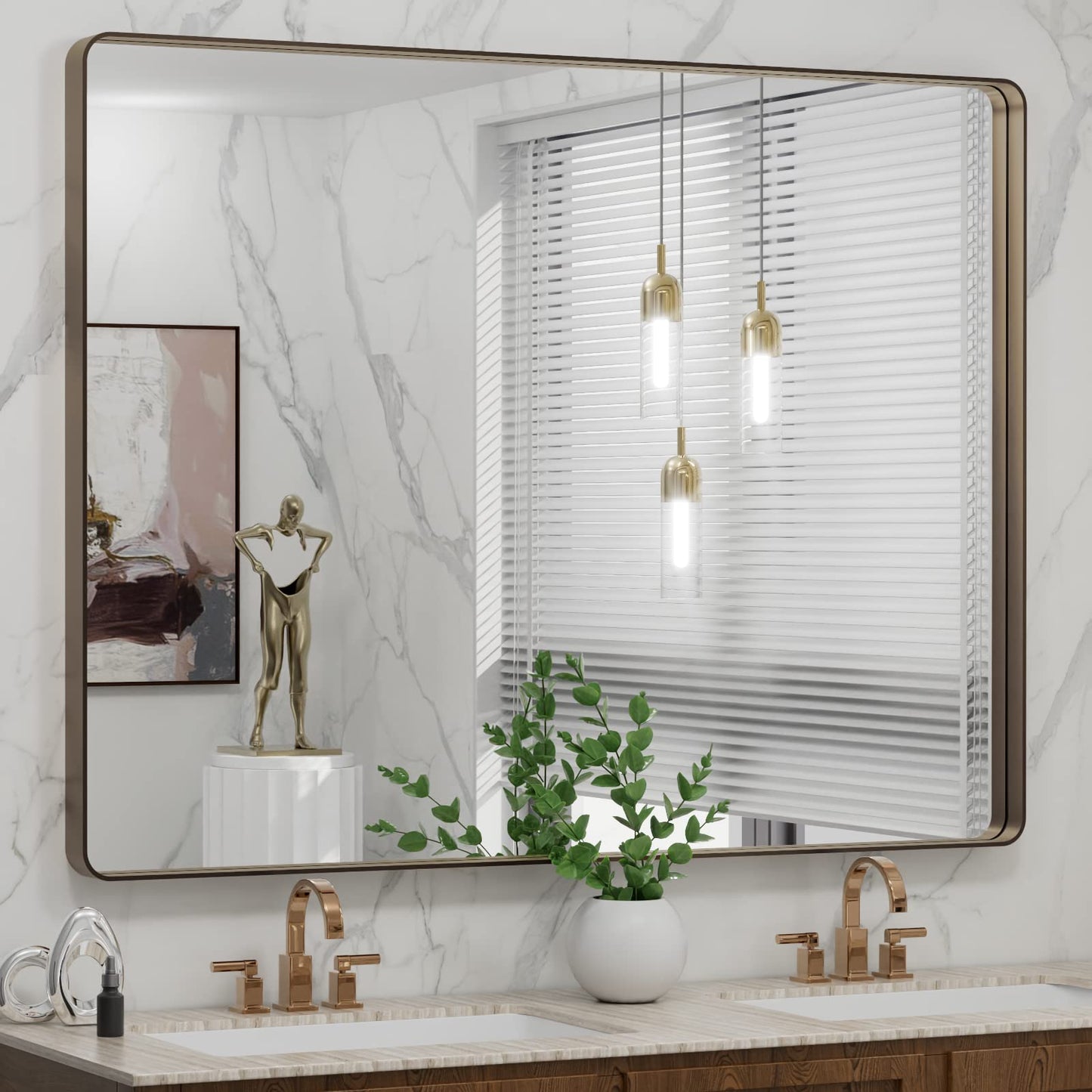 LOAAO 22X30 Inch Black Bathroom Mirror Metal Framed